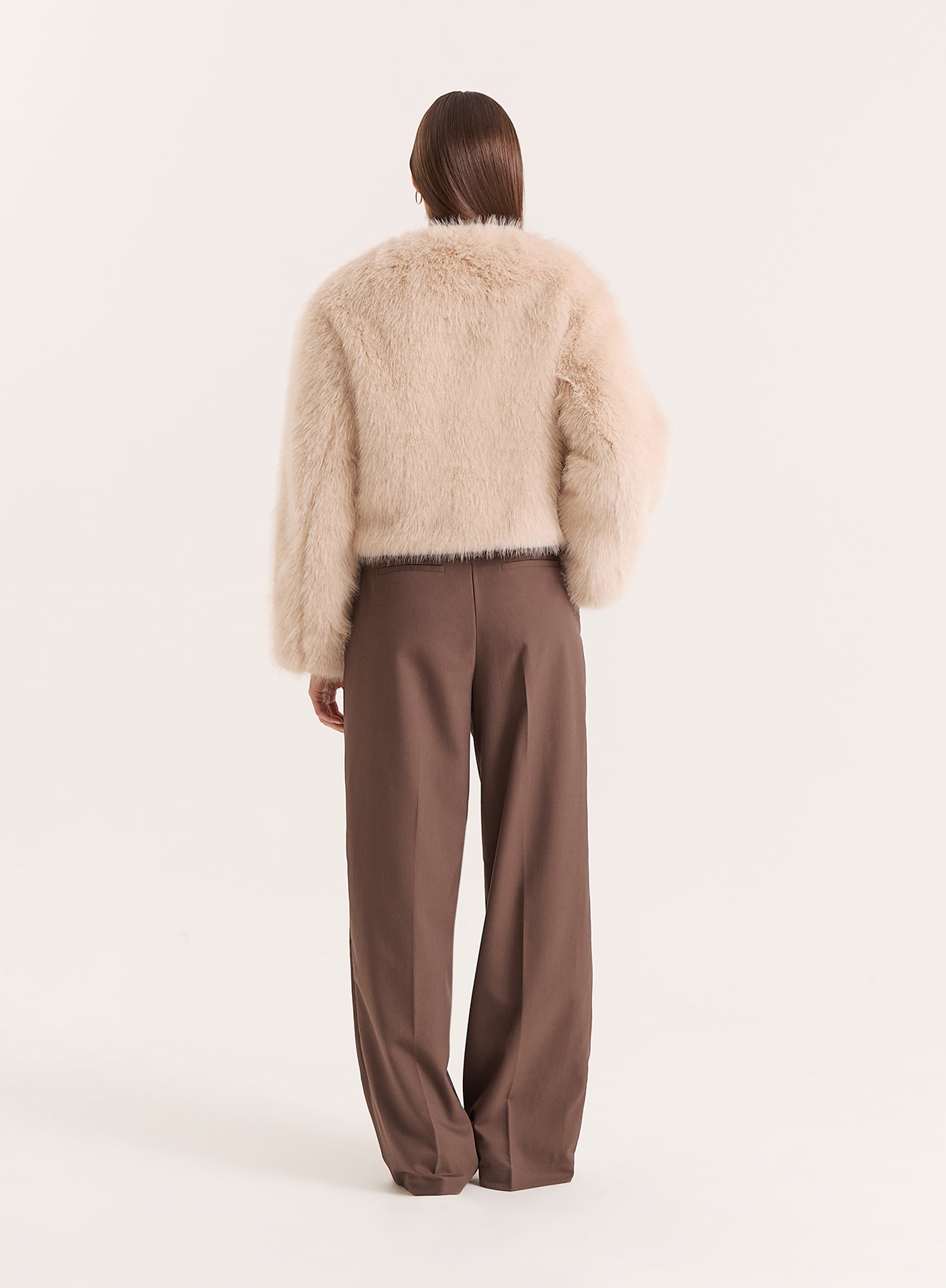 Beige Faux Fur Cropped Jacket